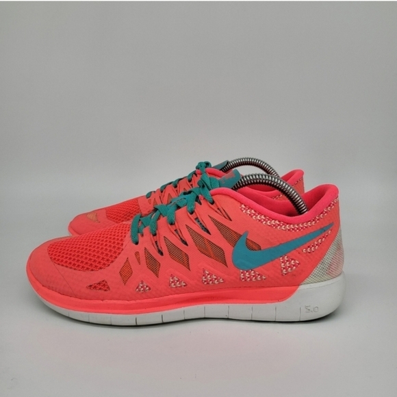 Nike Free 5.0 Hyper Punch Cyan Orange Women's Running Shoes Size 7.5 - Picture 1 of 8